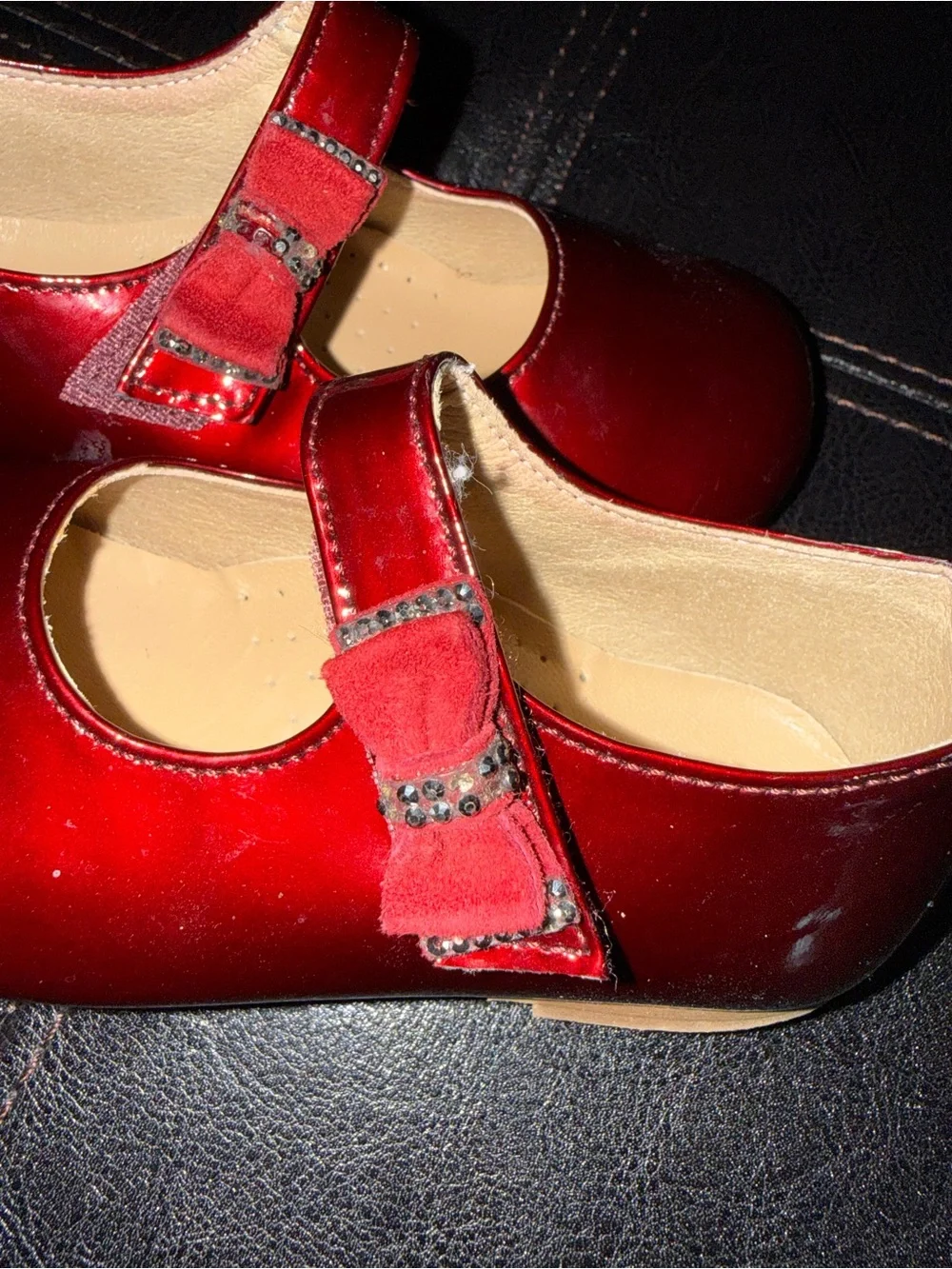 Girls' Shiny Burgundy Mary Jane Shoes